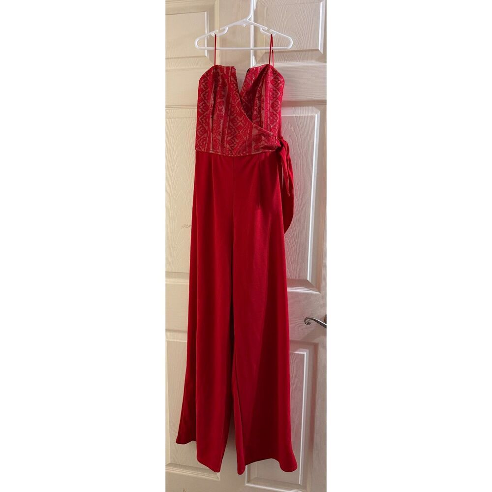 Mi Ami Red Strapless Jumpsuit